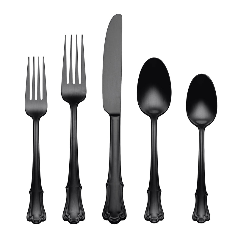 James Street Black Satin 20-Piece Flatware Set
