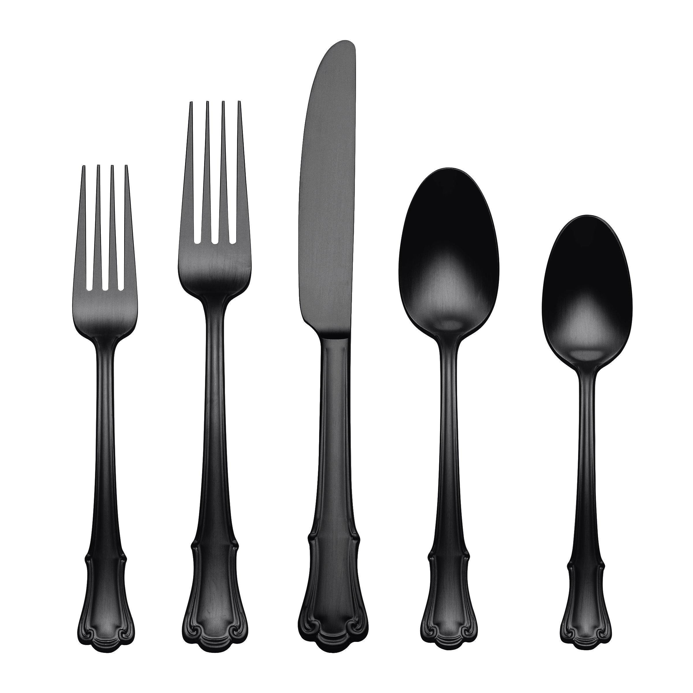 James Street Black Satin 20 Piece Flatware Set – Lenox Corporation