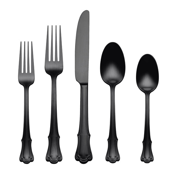 James Street Black Satin 20 Piece Flatware Set – Lenox Corporation