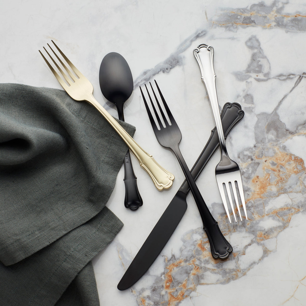 James Street Black Satin 20 Piece Flatware Set – Lenox Corporation