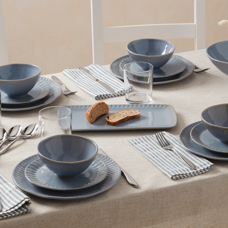 Artisanal Stripe Blue 12 Piece Dinnerware Set