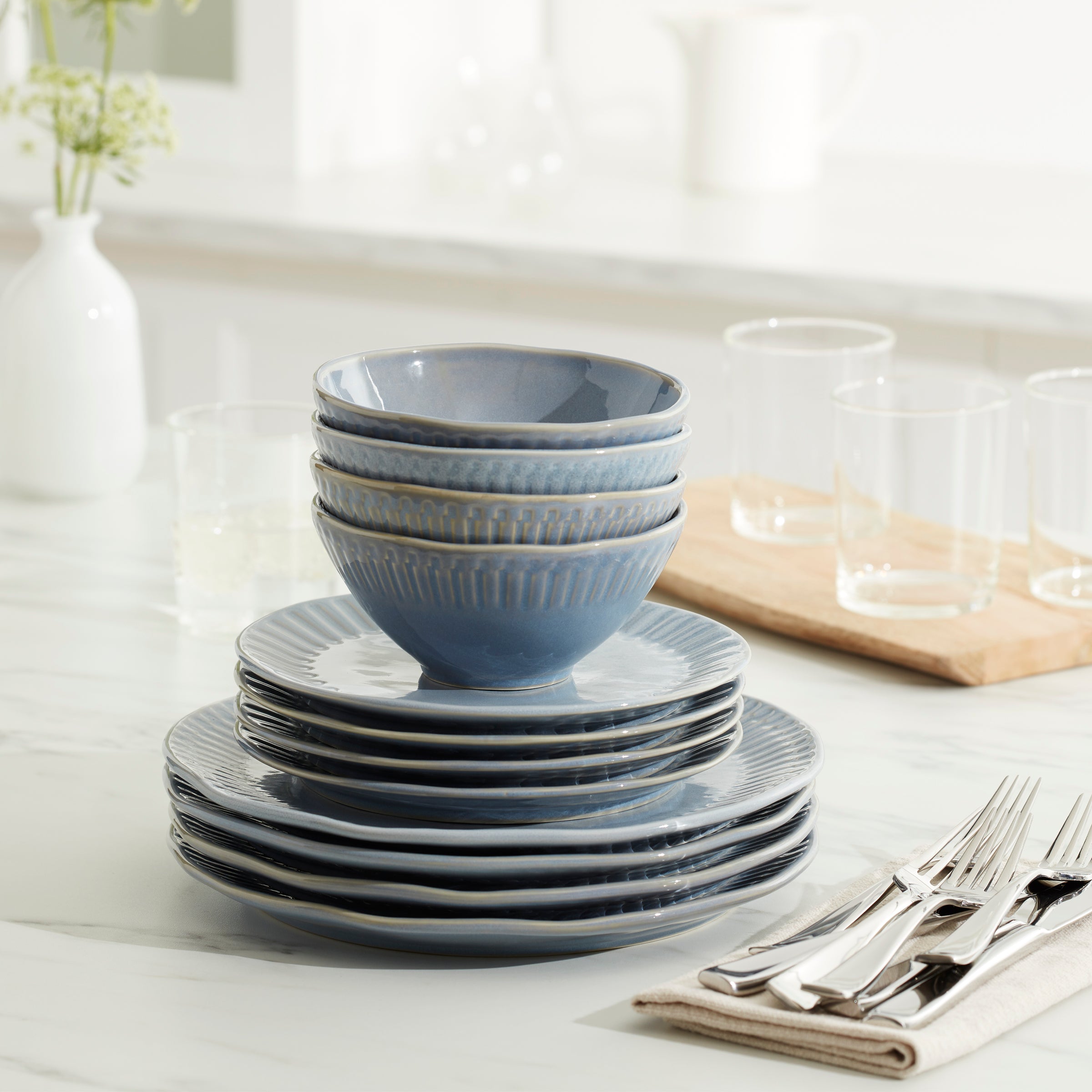 Artisanal Stripe Blue 12-Piece Dinnerware Set – Lenox Corporation