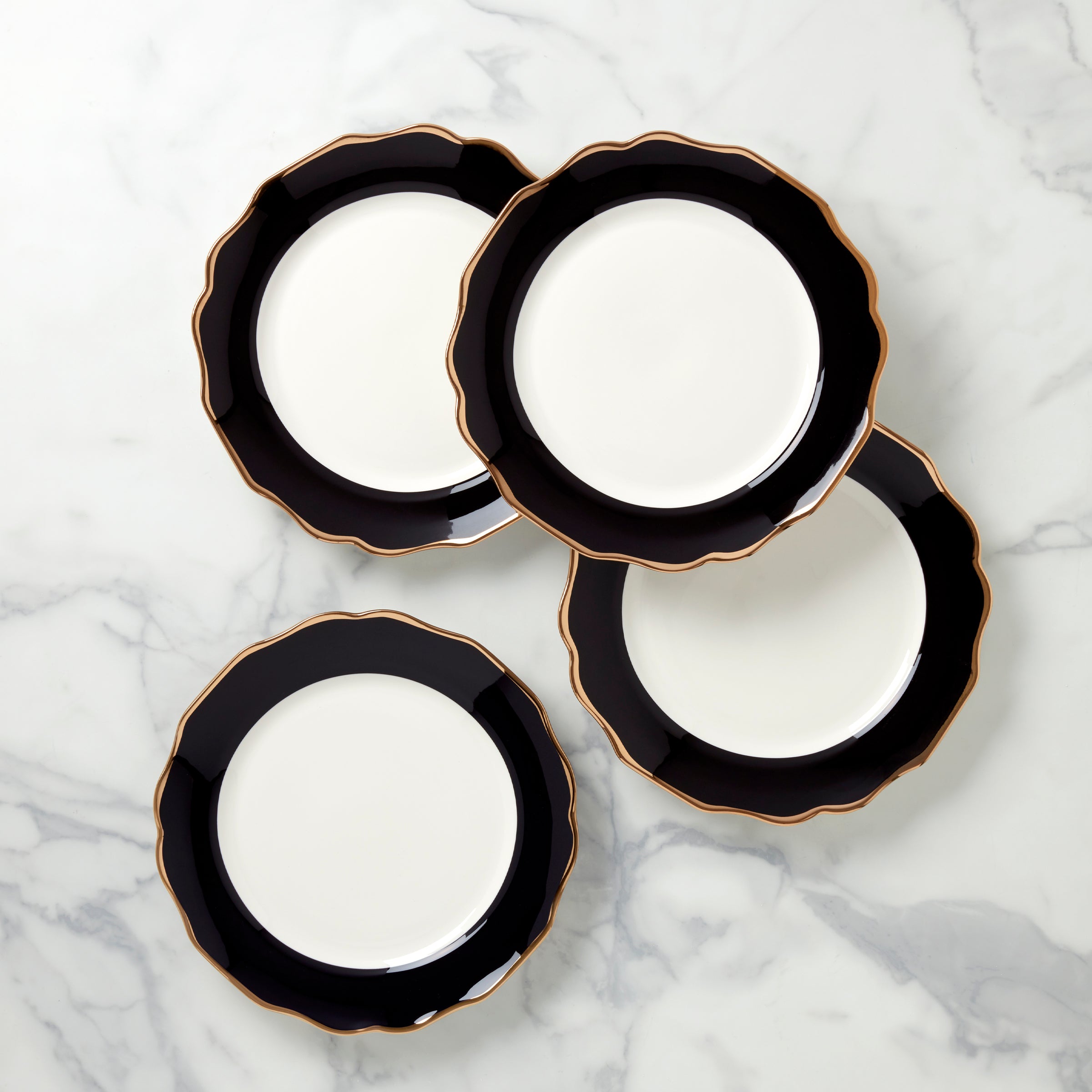 Damasco Gourmet Set of 2 White & Gold Dinner Plates Cattin  2 Sets Circoa Luxe Dinner Plates NIB display picture 1