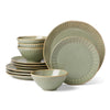 Artisanal Stripe Green 12-Piece Dinnerware Set