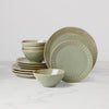 Artisanal Stripe Green 12-Piece Dinnerware Set