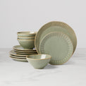 Artisanal Stripe Green 12-Piece Dinnerware Set
