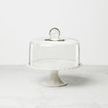 French Perle White Cake Plate with Dome