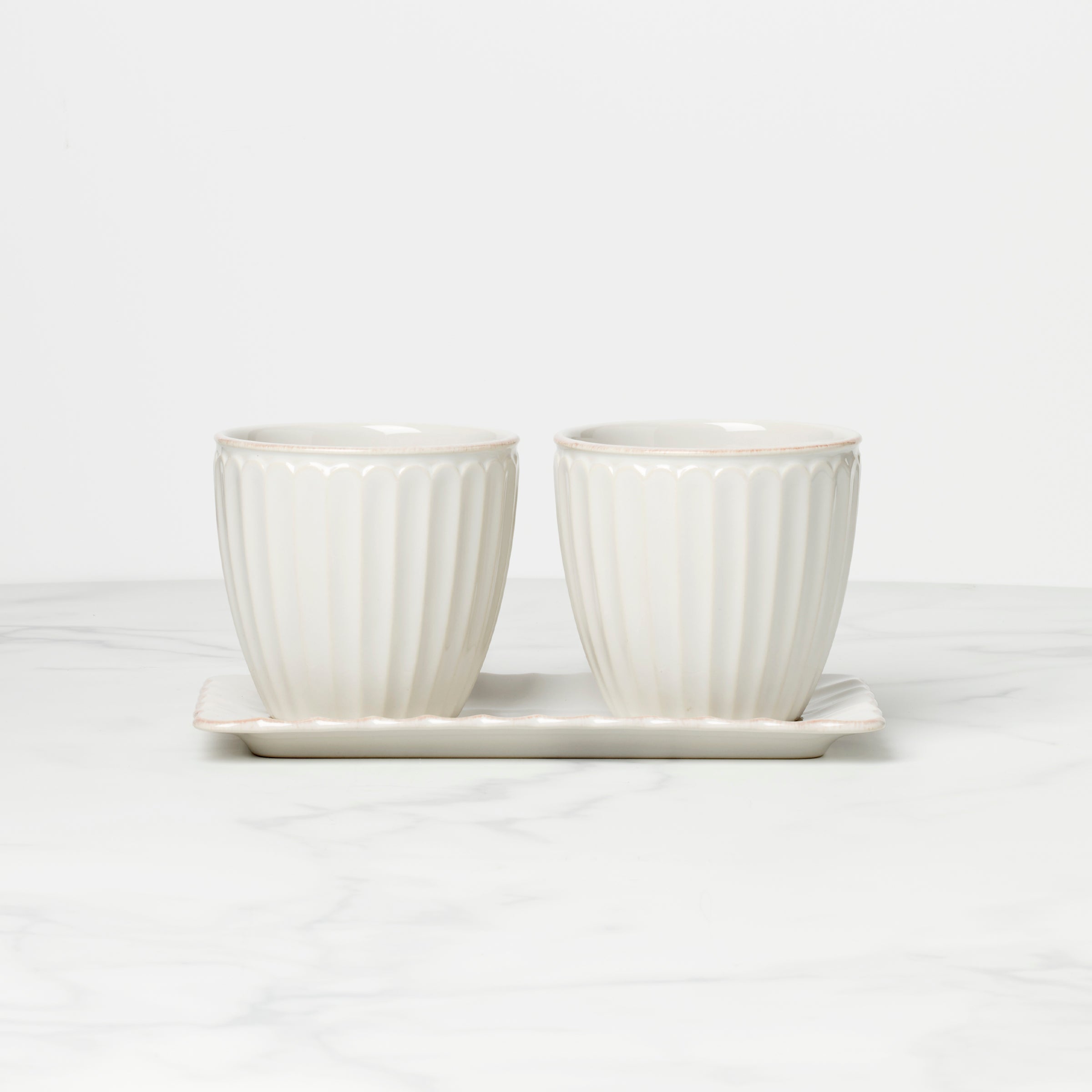 Decollte Accessoryスカーフポンチョセット新品未使用　ホワイト French Perle Scallop White 3-Piece Herb Pot Set – Lenox Corporation
