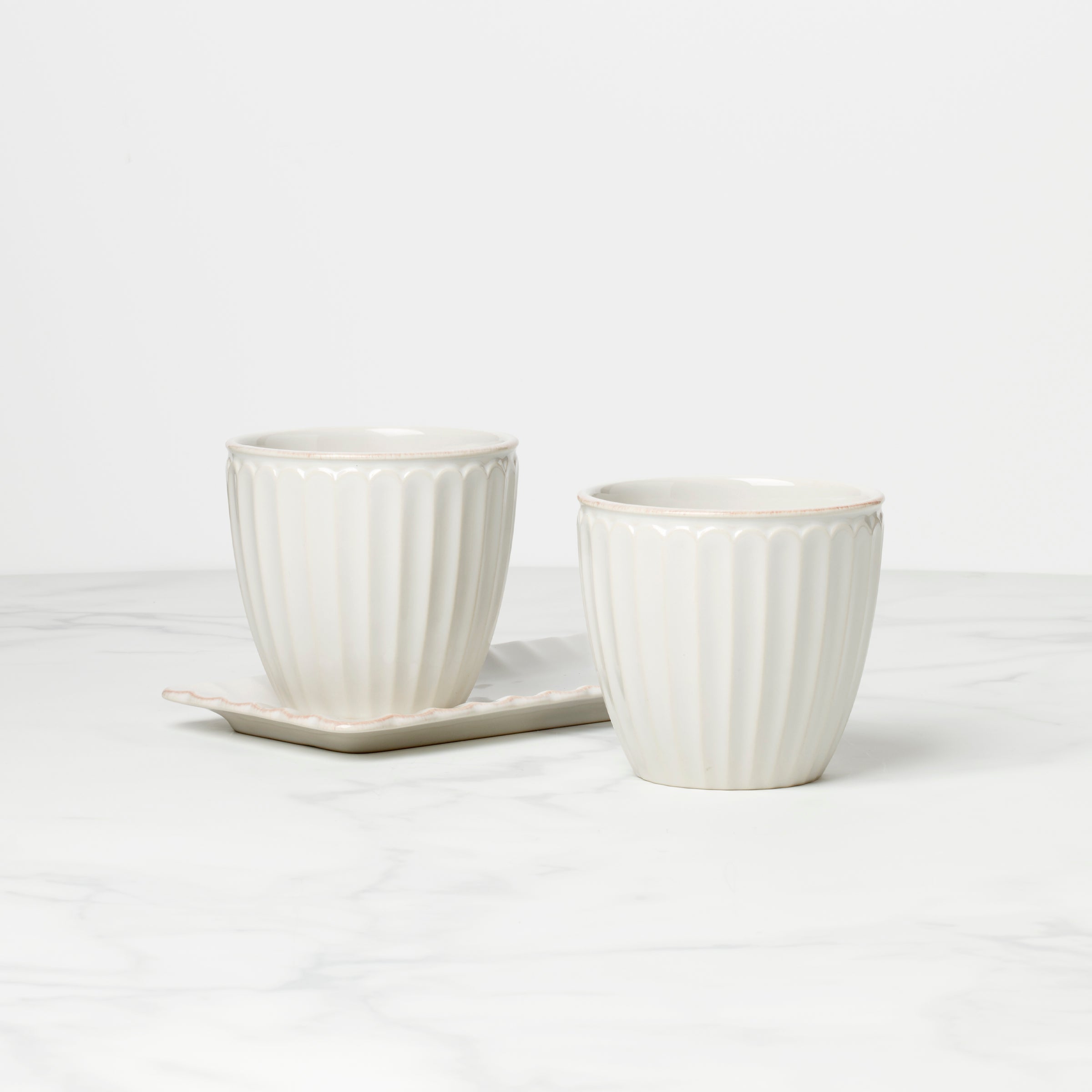 STEFAN COOKE ジャージースカーフ ベルプリント ホワイト French Perle Scallop White 3-Piece Herb Pot Set – Lenox Corporation