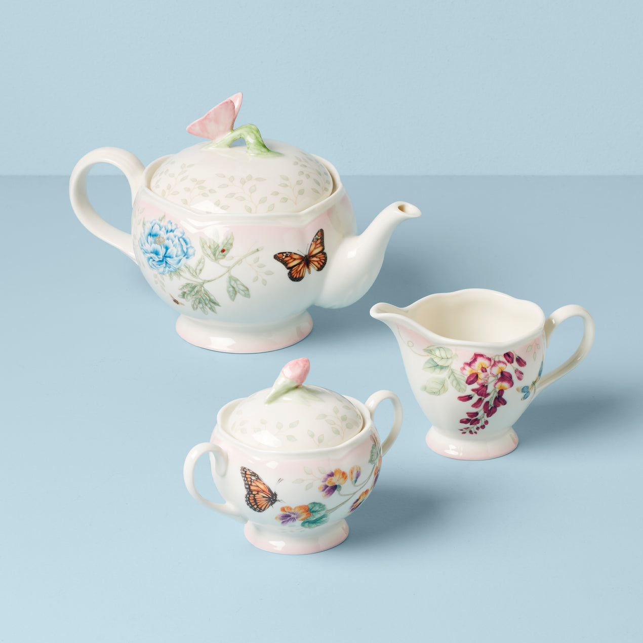 cambridge silversmiths Butterfly Meadow Pink Ombre 5-Piece Tea Set