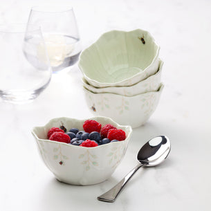Butterfly Meadow Floral Green Dessert Bowls - Set of 4
