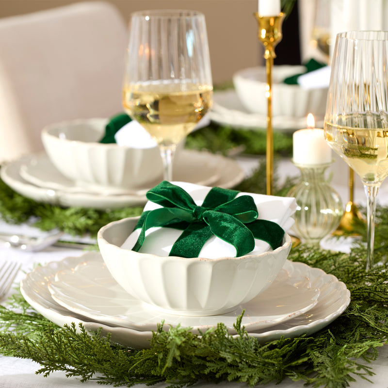 French Perle Scallop White 12-Piece Dinnerware Set