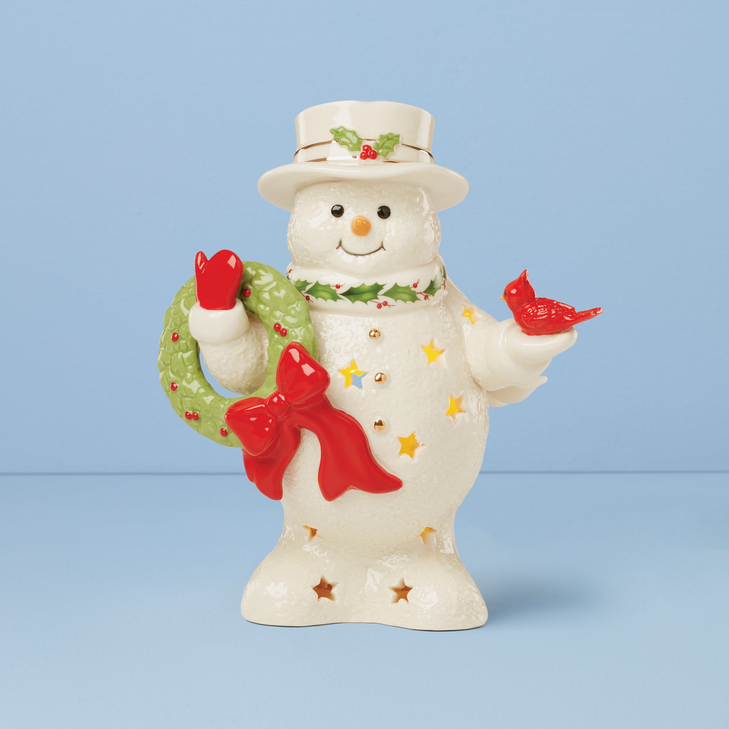 Happy Holly Days Snowman Holding Wreath Figurine – Lenox Corporation