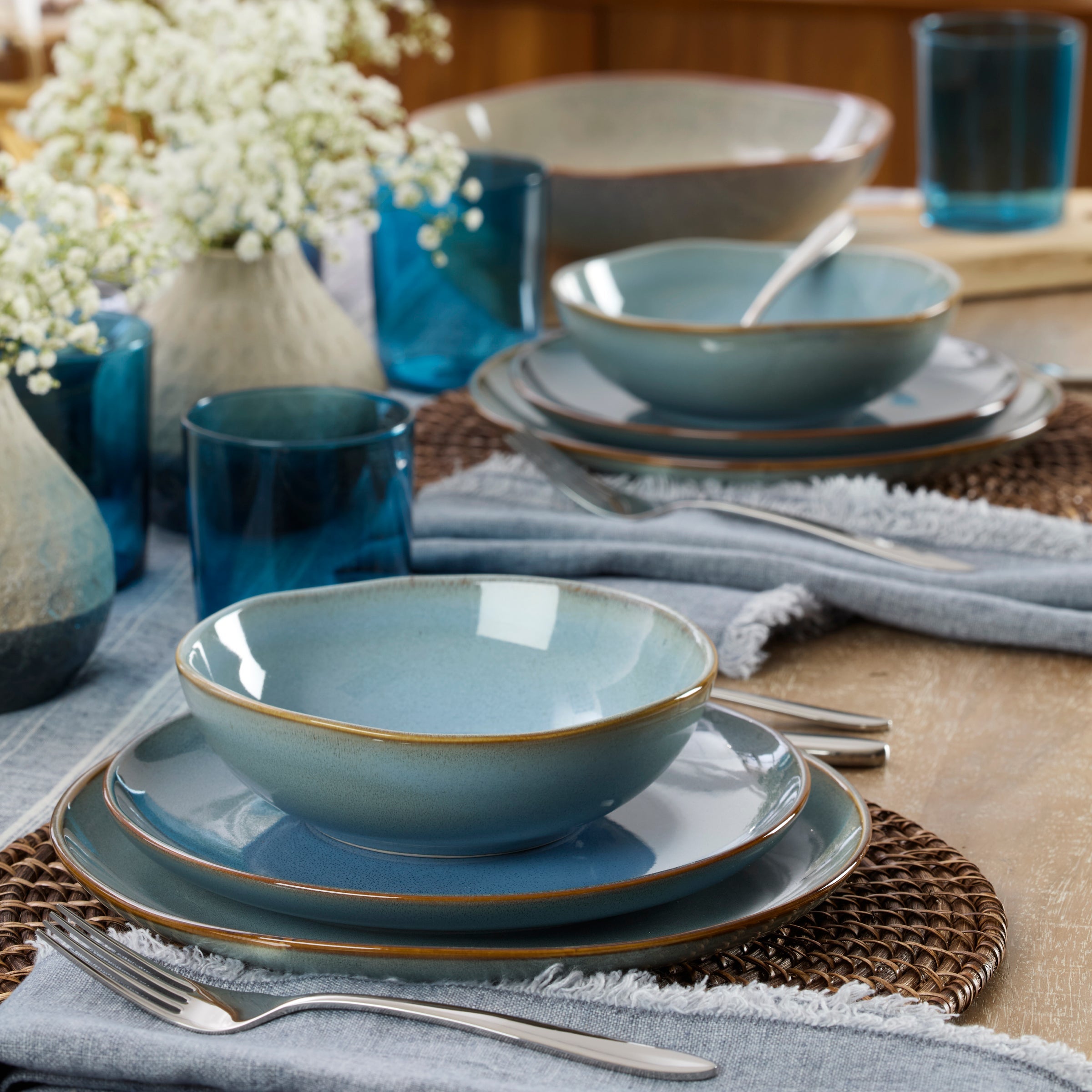 Organic Shades Blue 12-Piece Dinnerware Set – Lenox Corporation