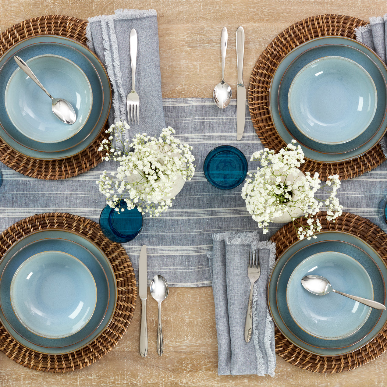 Organic Shades Blue 18-Piece Dinnerware Set