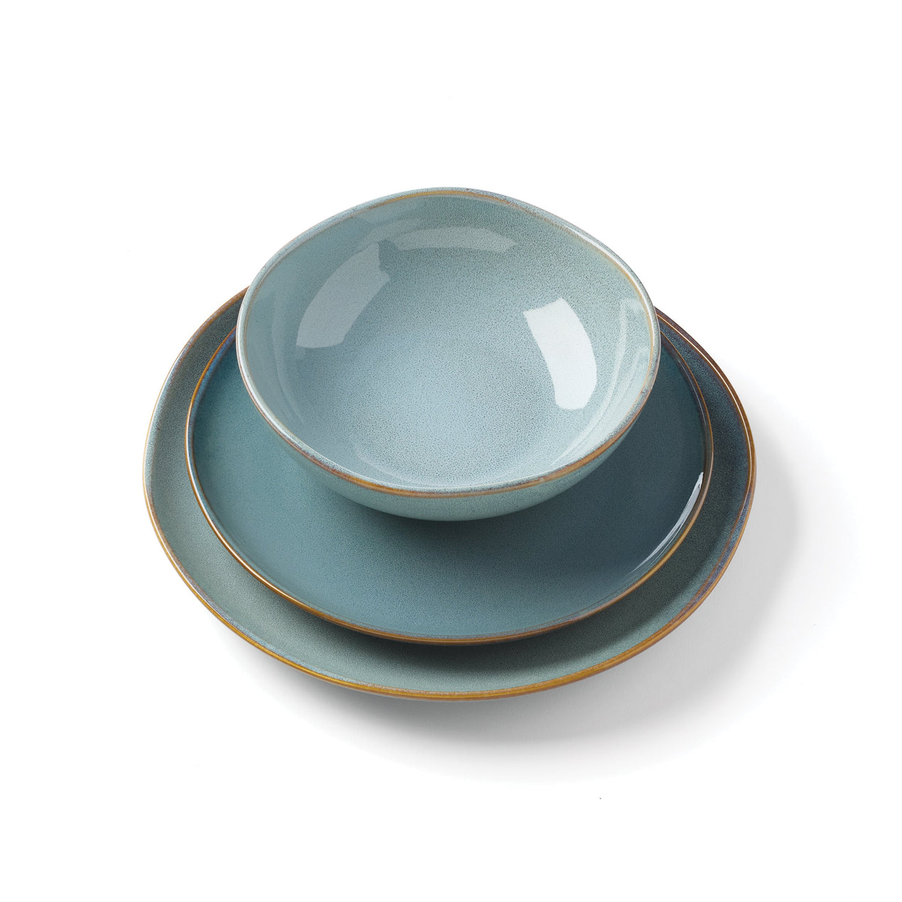 Organic Shades 12-Piece Dinnerware Set, Slate Blue