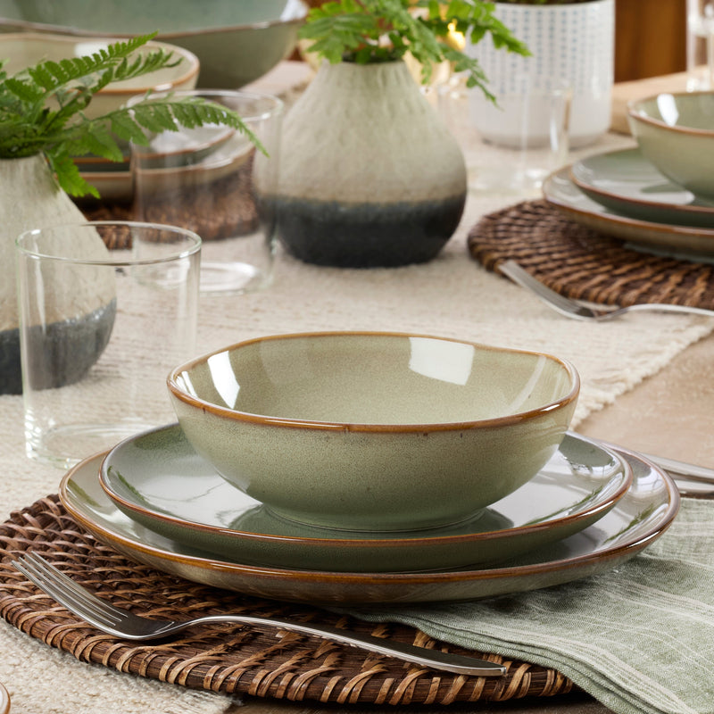 Organic Shades Sage Green 12-Piece Dinnerware Set