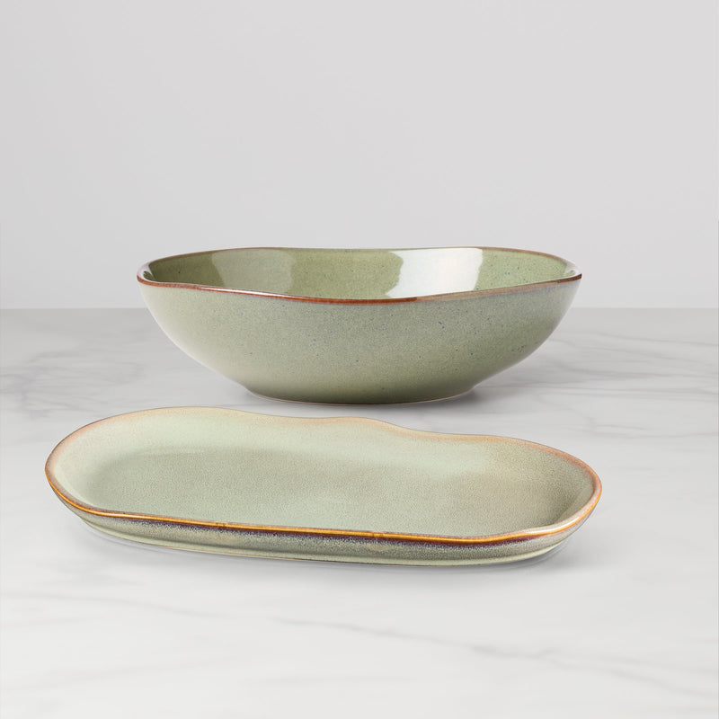 Organic Shades 2-Piece Serving Set, Green