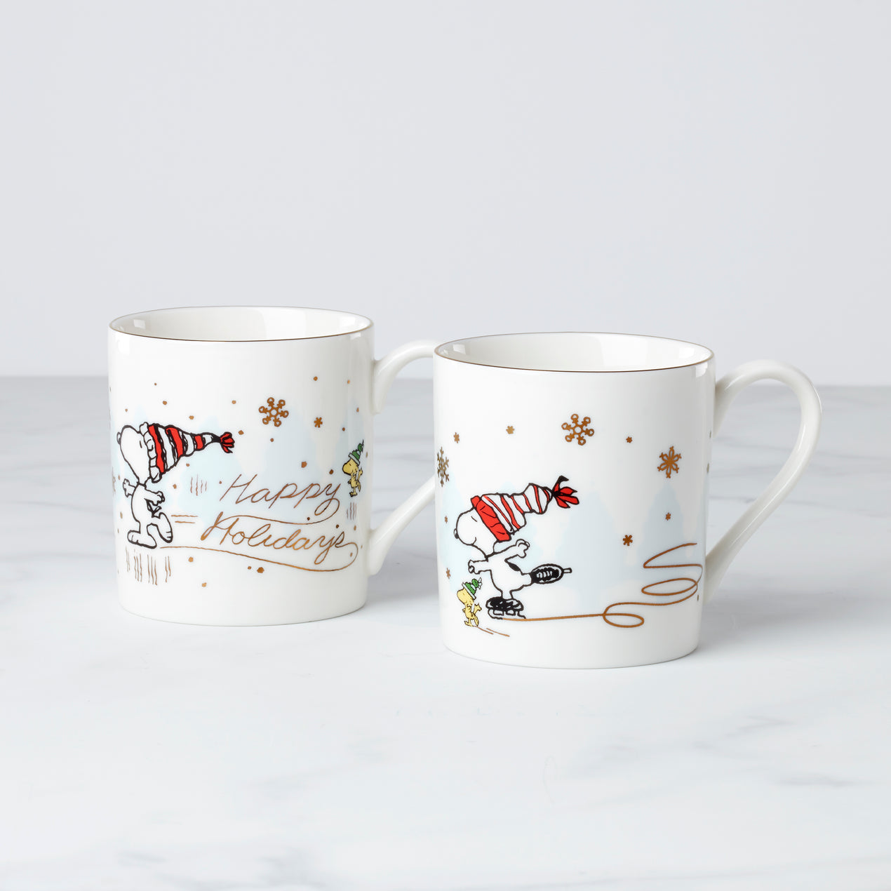 cambridge silversmiths Snoopy Skating Mugs Set of 2