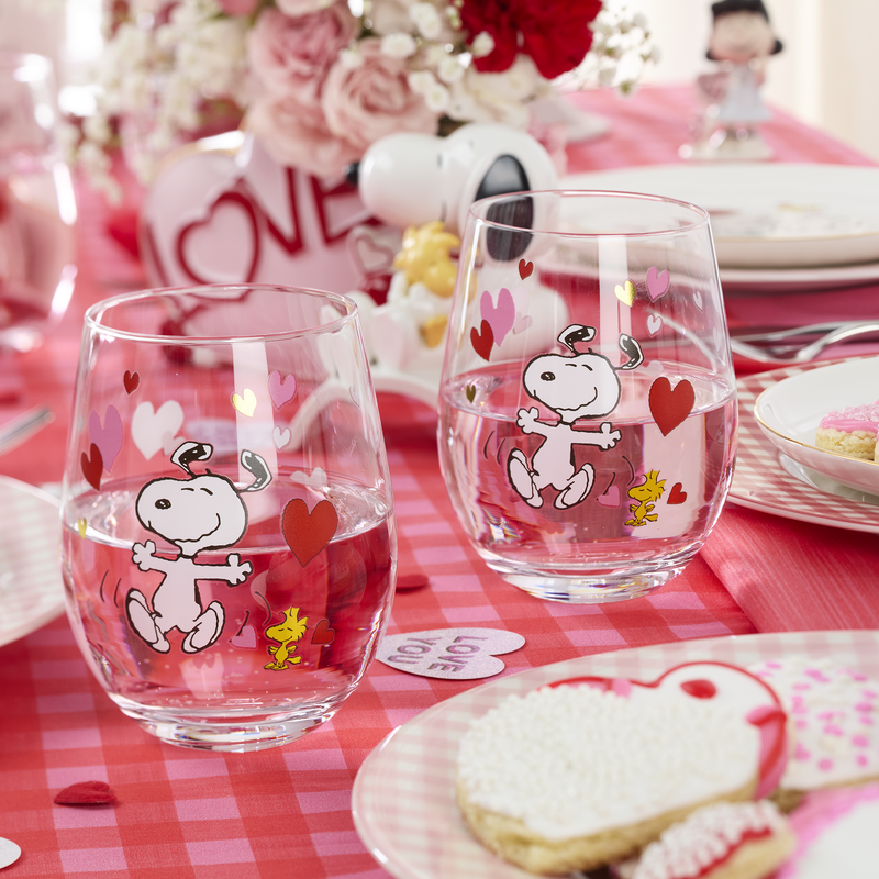 スヌーピー LENOX 陶器 海外 置物 バレンタイン 4点セット Snoopy Valentine's Day Tumblers, Set of 4 – Lenox Corporation
