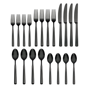 Ryder Black Satin 20-Piece Flatware Set