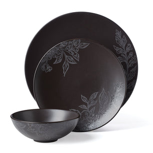Roseto Charcoal 12-Piece Dinnerware Set