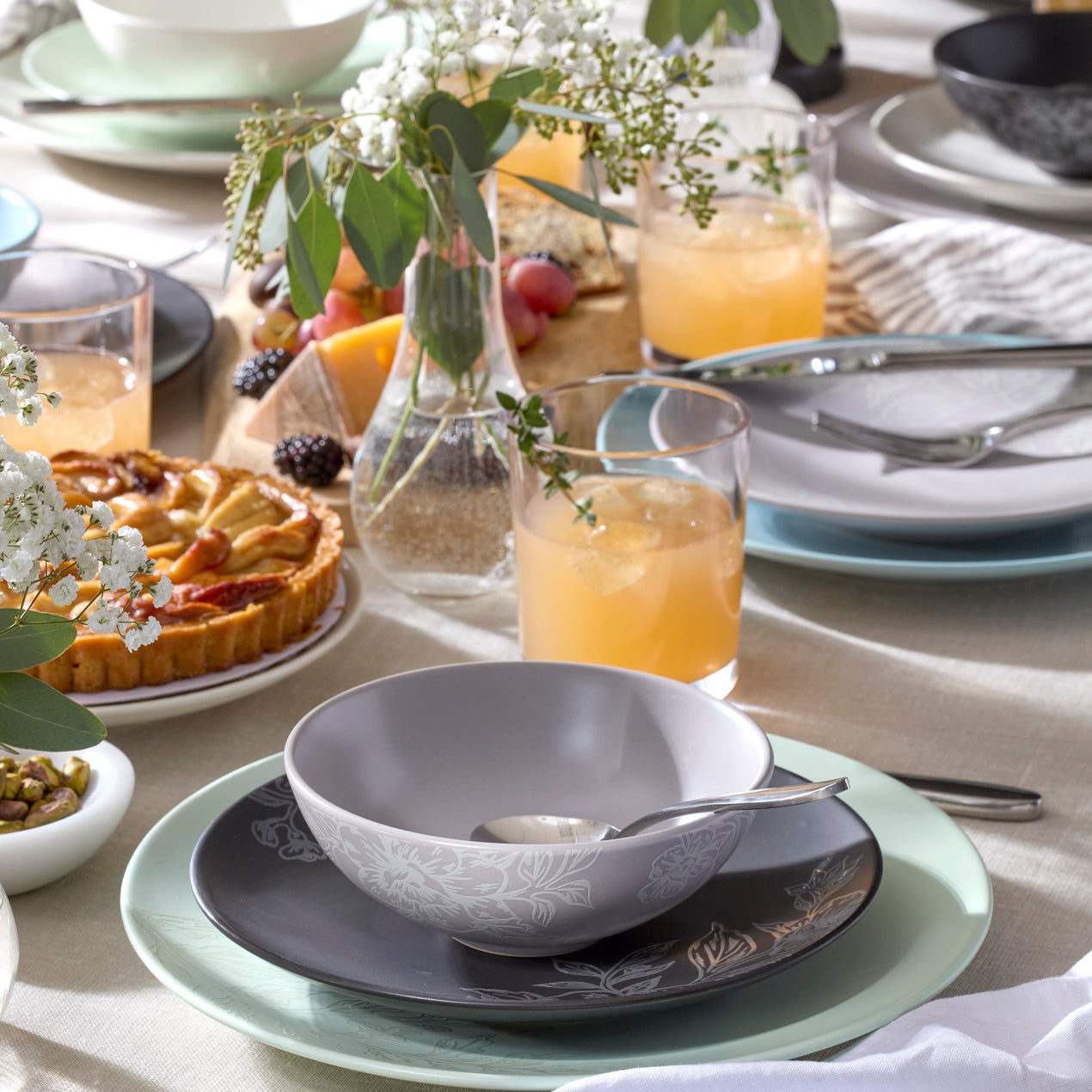 食器 rosa Montrose 3413 By Rose China Pink /Taupe Rose & Bud, Silver