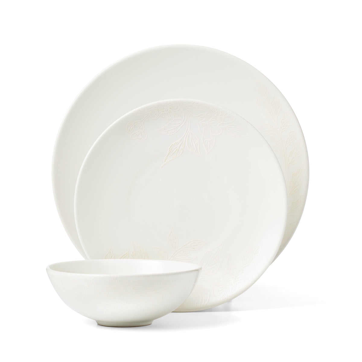 Roseto 12-Piece Dinnerware Set, White