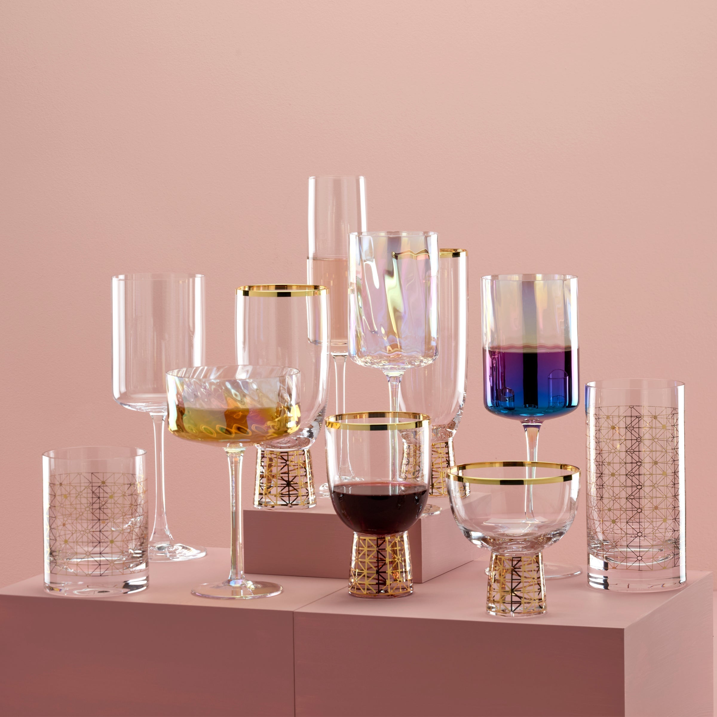 Tuscany Classics Gold Dust Double Old Fashion Glasses, Set of 4