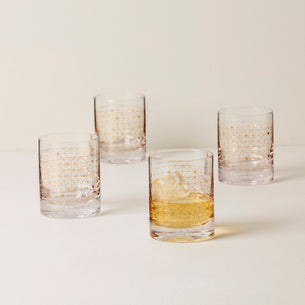 Tuscany Classics Gold Dust Double Old Fashion Glasses, Set of 4