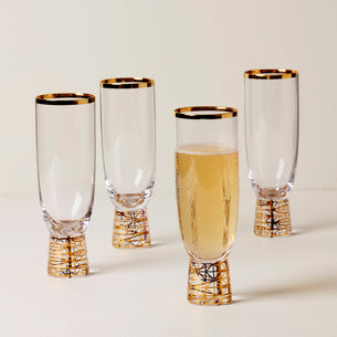 Tuscany Classics Gold Frost Flute Glasses - Set Of 4