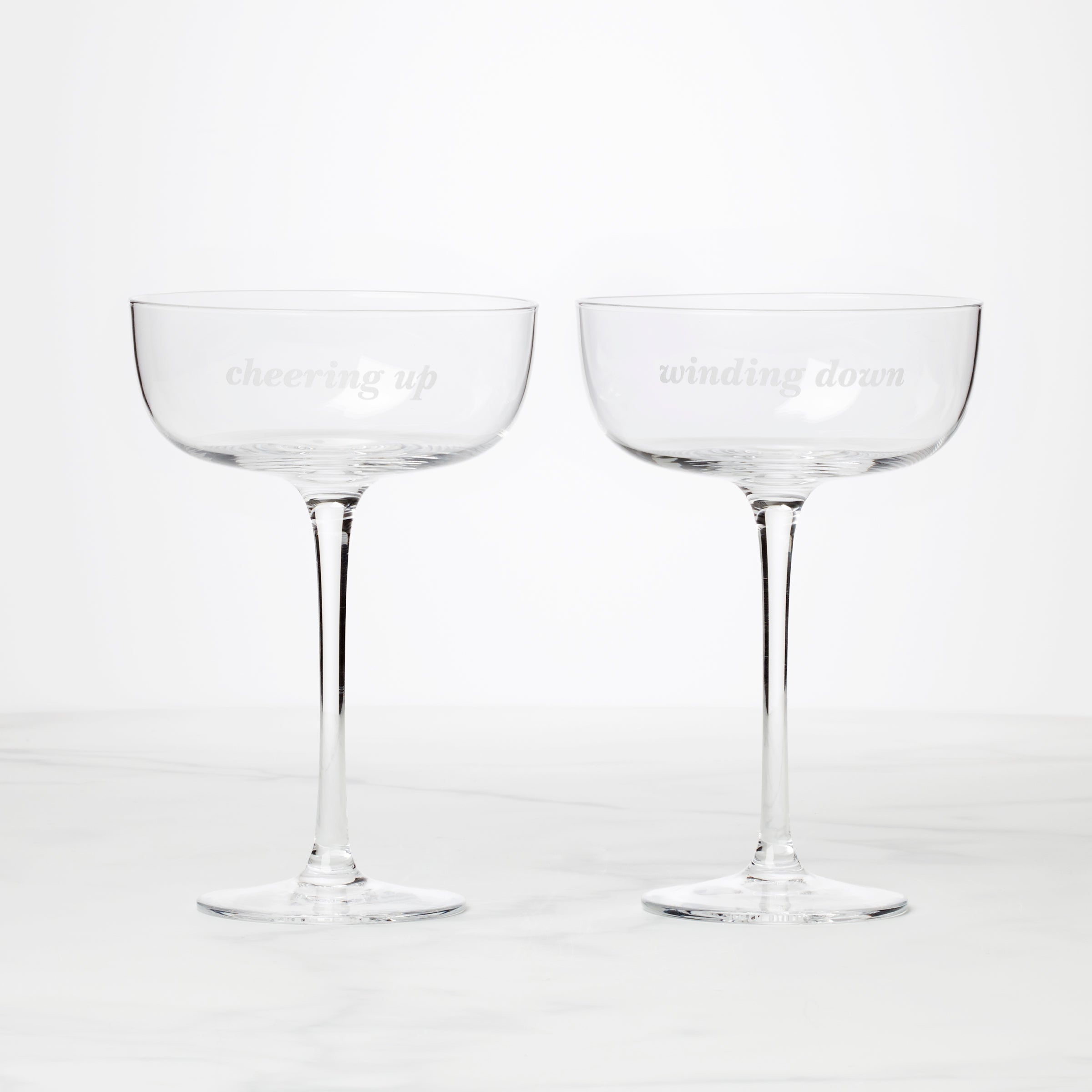 Winding Down & Cheering Up Coupe Glasses, Set of 2 – Lenox Corporation