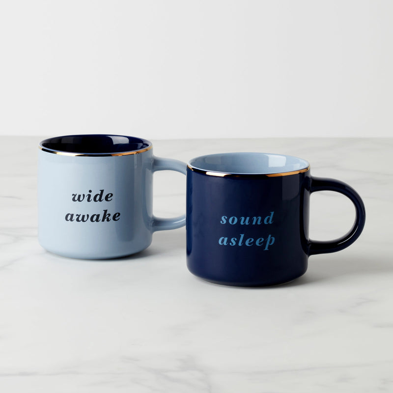 Two of a Kind Wide Awake & Sound Asleep Mugs, Set of 2