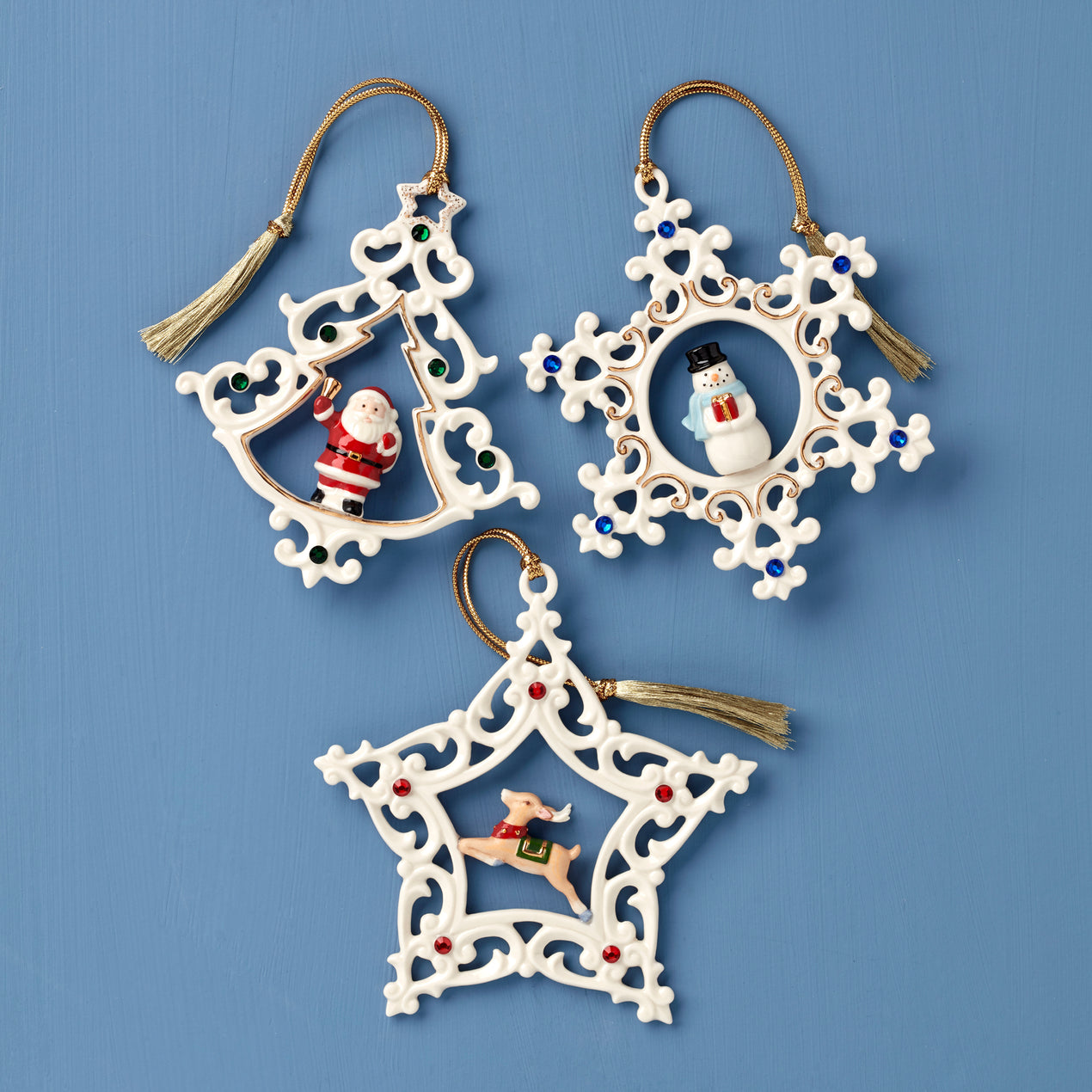 cambridge silversmiths Pierced Gem Ornaments Set of 3