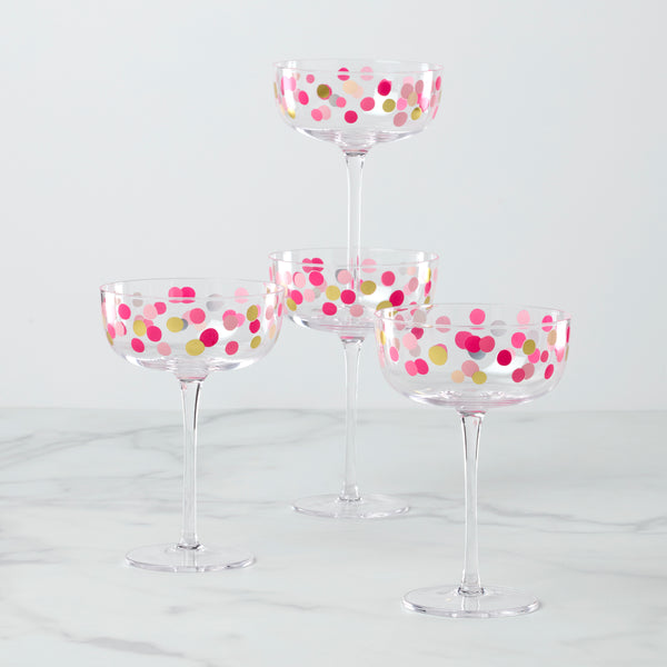 It's Raining Confetti Coupe Glasses, Set of 4 – Lenox