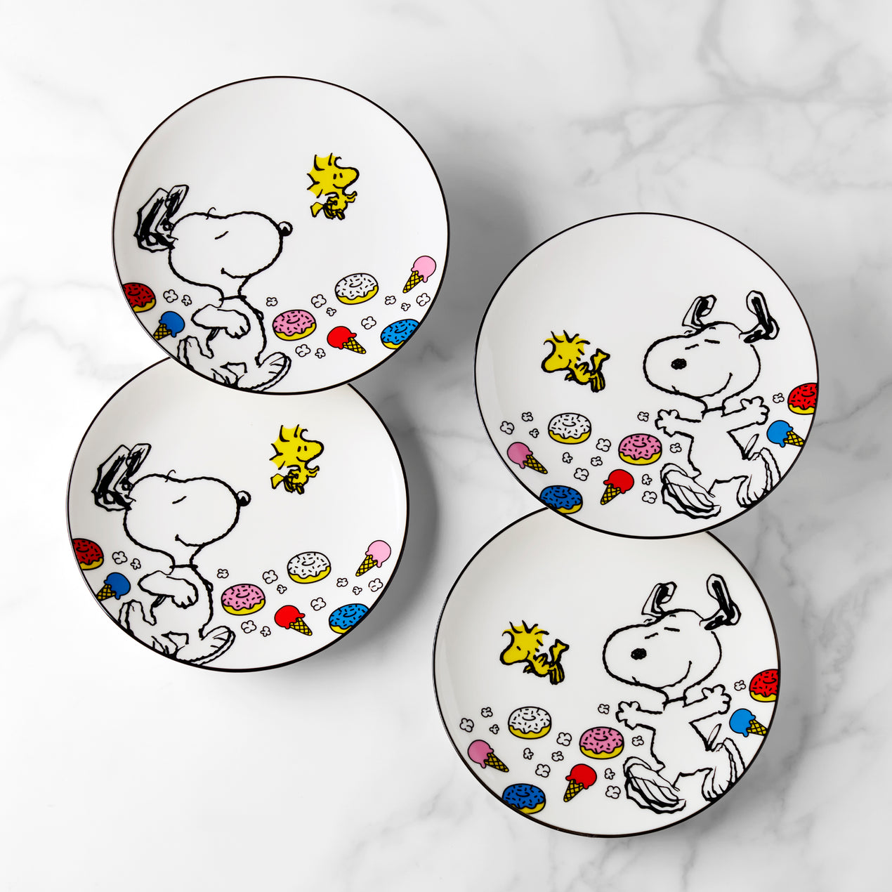 cambridge silversmiths Chef Snoopy Accent Plates Set of 4