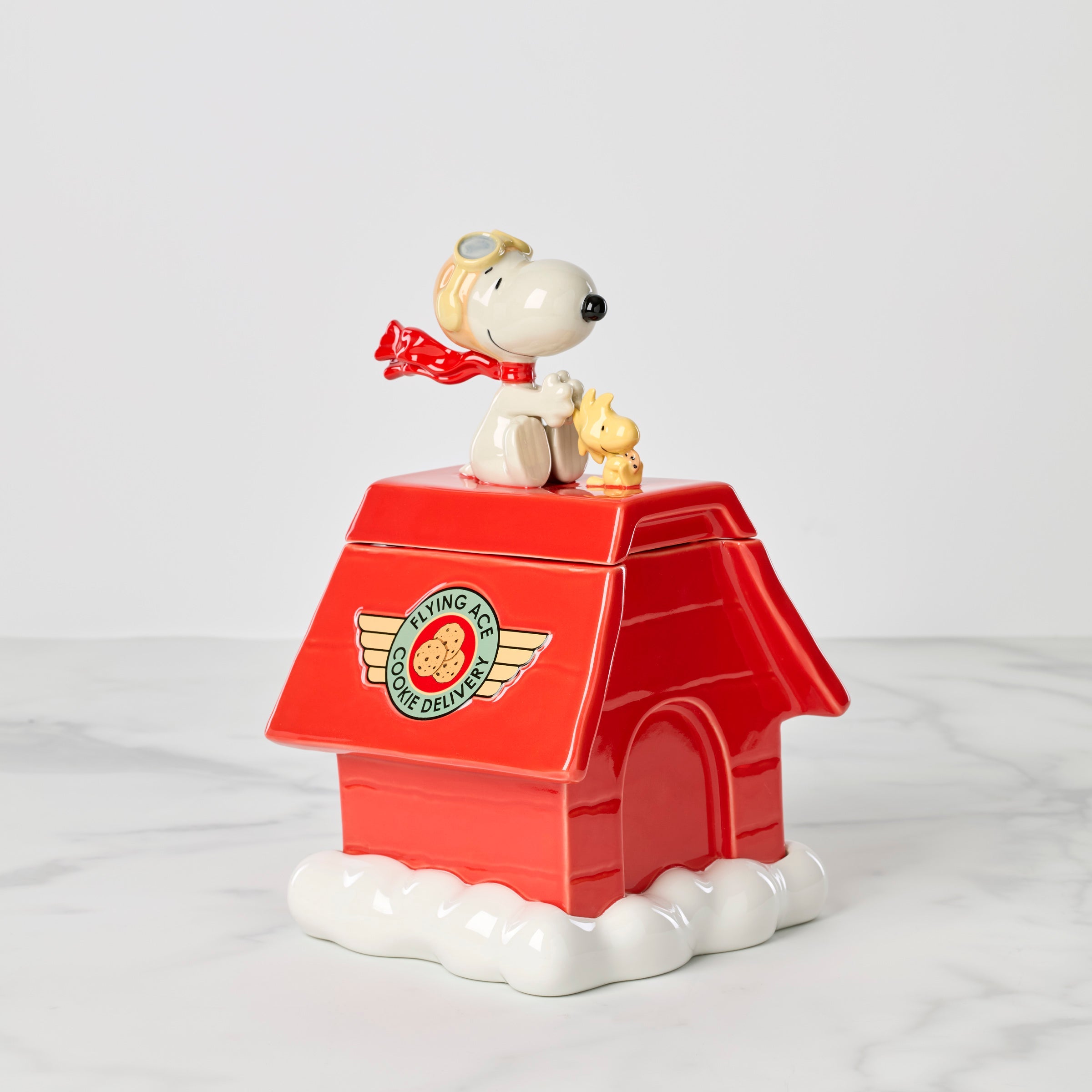 レア❗️Lenox スヌーピ　クリスマス　陶器製 SNOOPY Lenox Snoopy & Woodstock Figural Covered Candy Jar - Macy's
