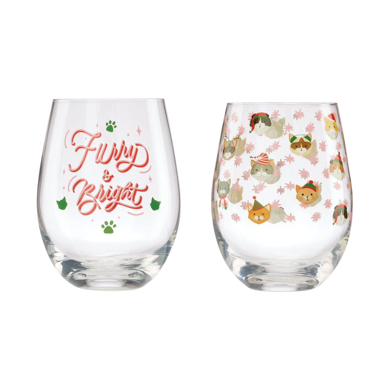 cambridge silversmiths 18 Oz "Furry & Bright" Stemless Wine Glasses Set Of 2