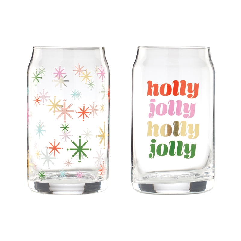 Holly Jolly Can Cooler Glasses, Set Of 2