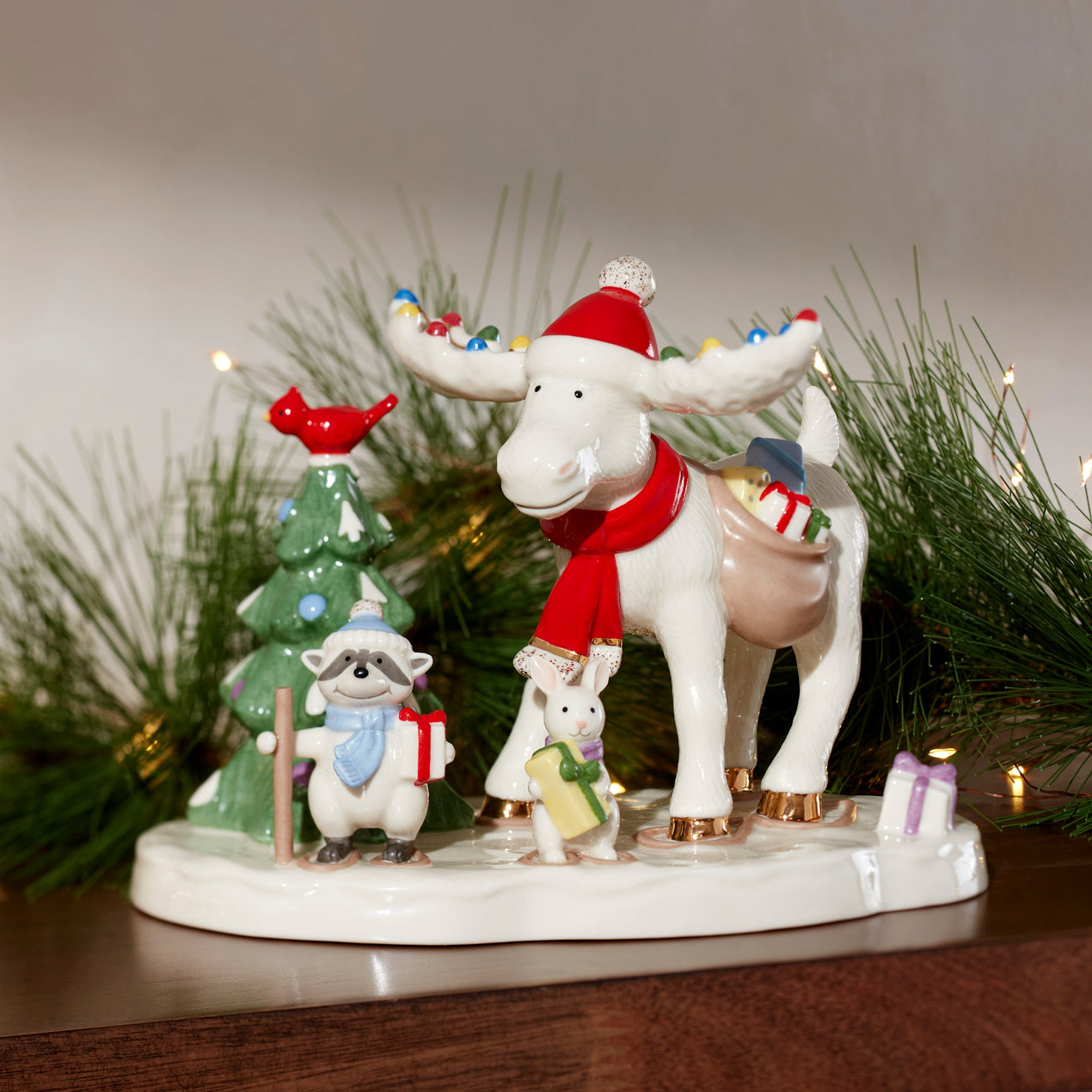 Marcel The Moose Delivering Gifts Figurine – Lenox Corporation