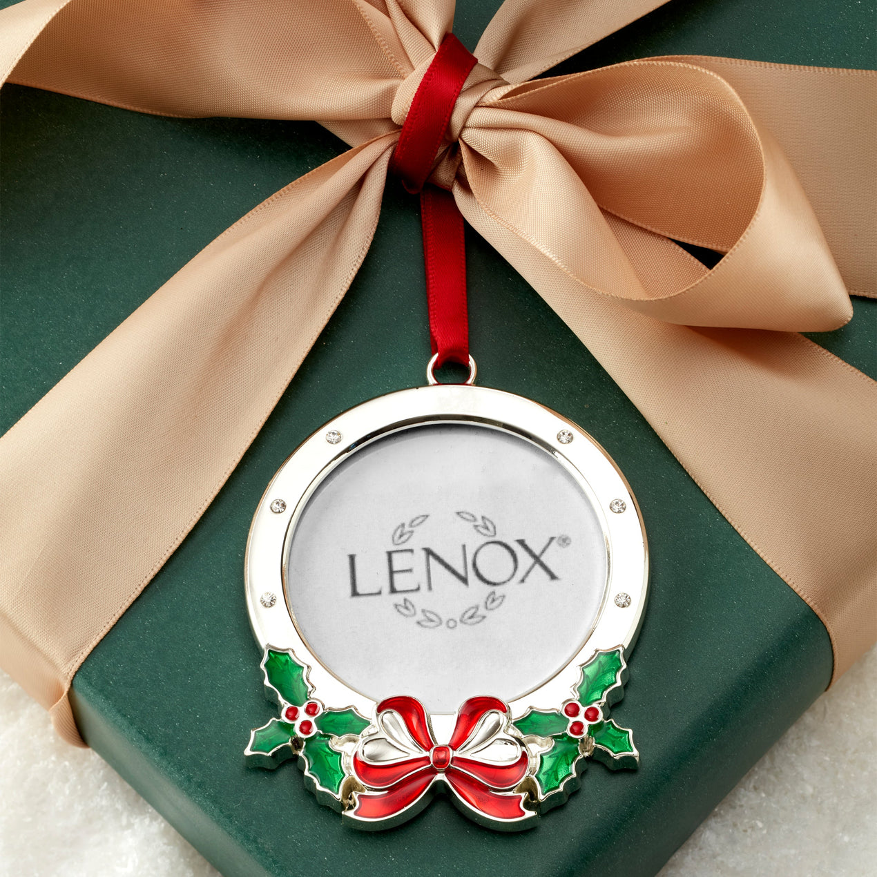 Holly Frame Silverplate Ornament