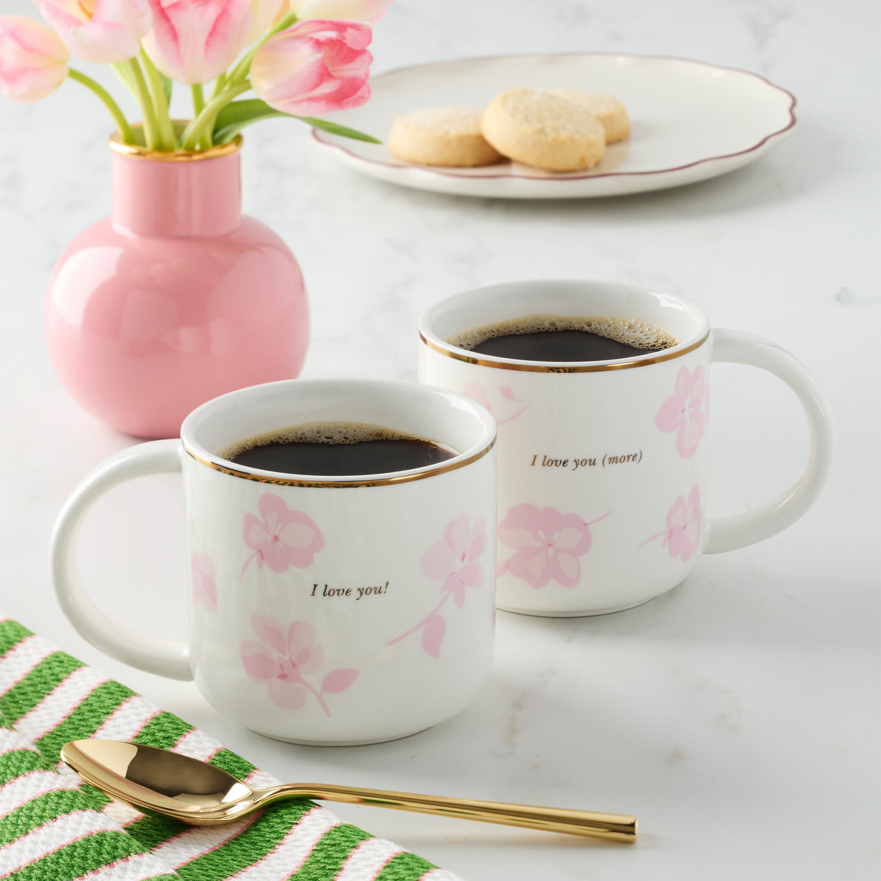 Spring Pansies Mugs, Set of 2