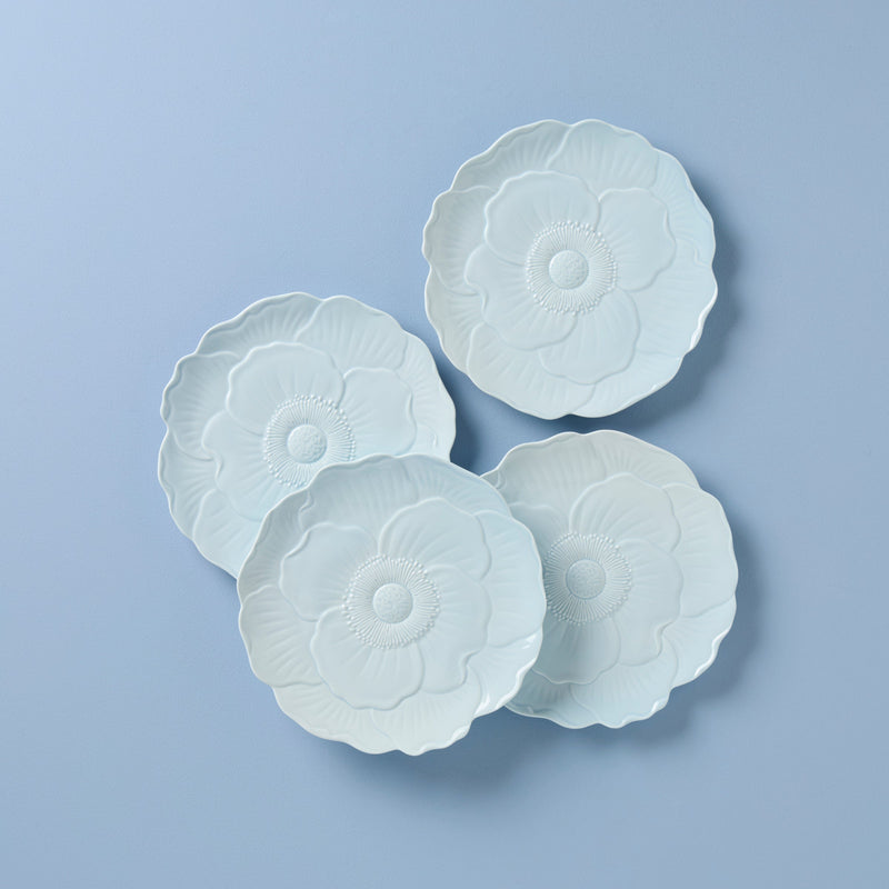 Butterfly Meadow Floral Set of 4 Accent Plates - Blue