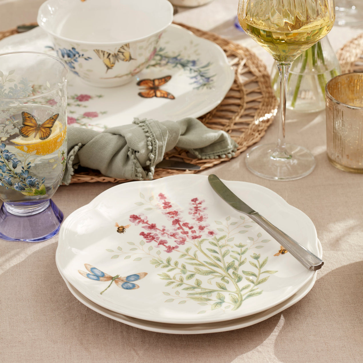 Butterfly Meadow Herbs Accent Plates, Set of 4