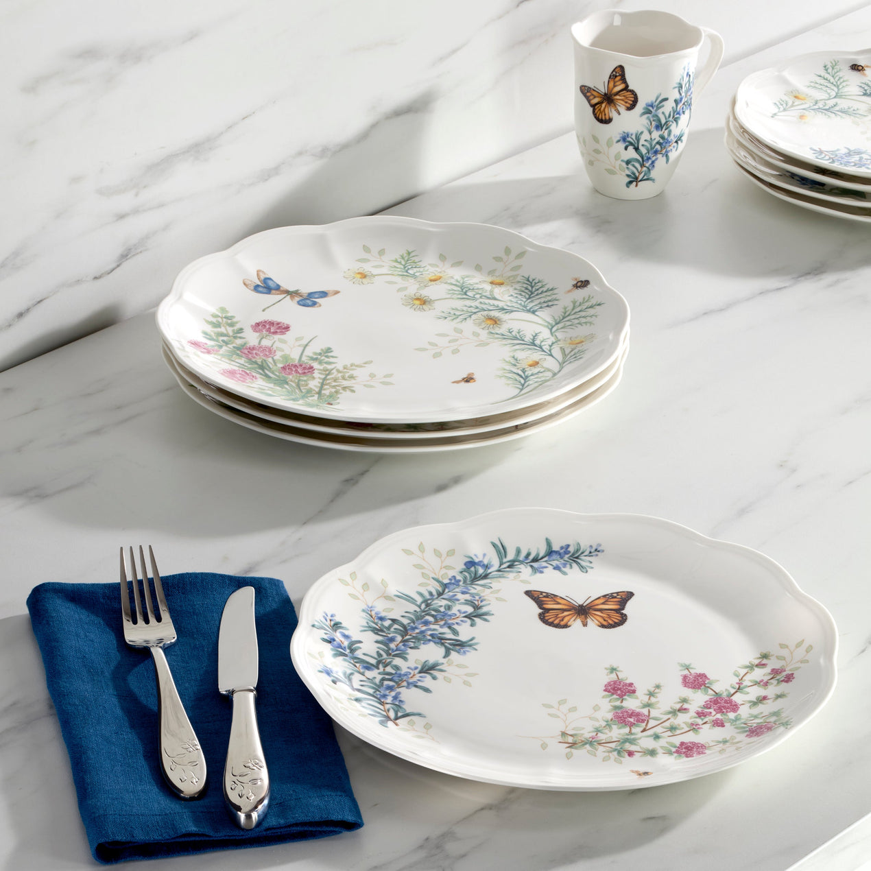 Butterfly Meadow Herbs Dinner Plates, Set of 4