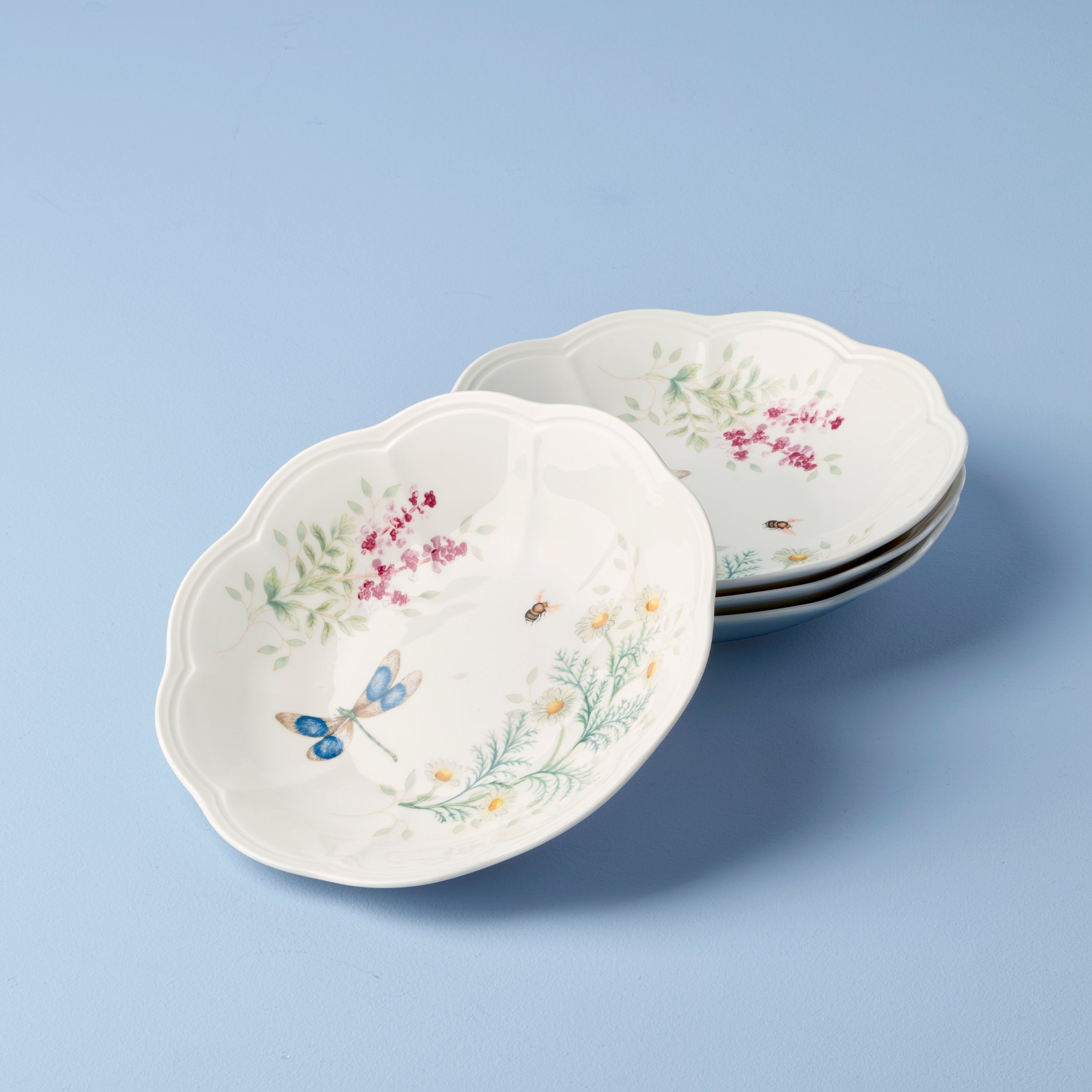 Servizio Da Tavola 12 Pezzi Lenox - Motivo Butterfly Meadow Herbs Con Farfalle, Porcellana