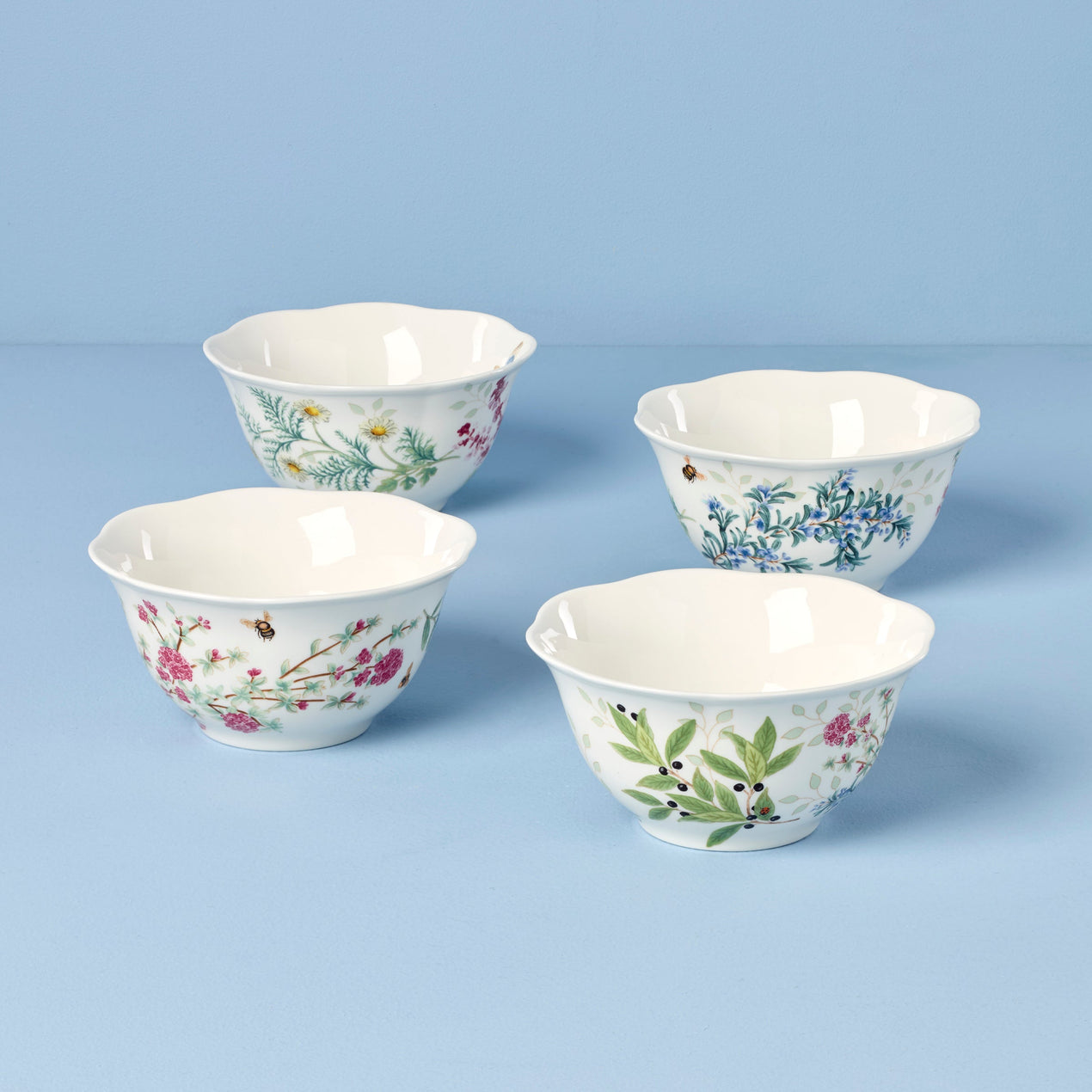 Butterfly Meadow Herbs Rice Bowls, Set of 4