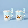 Butterfly Meadow Blue Mugs with Spoons, Set of 2