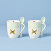 Butterfly Meadow Green Mugs with Spoons, Set of 2
