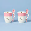 Butterfly Meadow Pink Mugs with Spoons, Set of 2